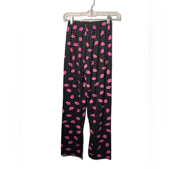 • Kiss Me Pajama Set Tank Top and Pants PJs Pink, Black, White Polka Dots - Picture 3 of 17